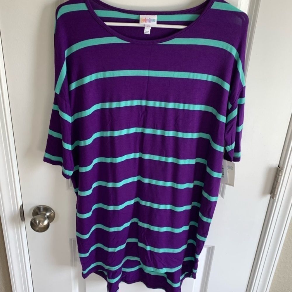 NWT LuLaRoe Purple Striped Irma Tunic Top, Size XS (2-4)